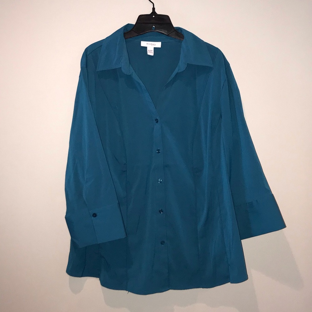 Dress Barn Seamed Blouse Blue-Green 18/20 2X